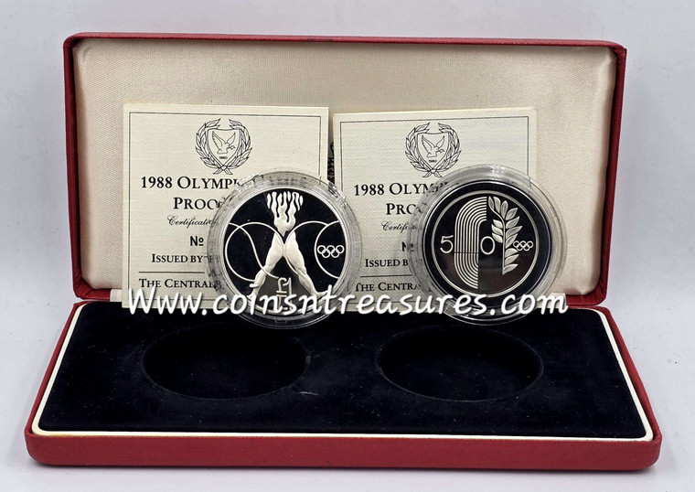 CYPRUS 1988 SILVER PROOF COINS SET OLYMPIC GAMES SEOUL