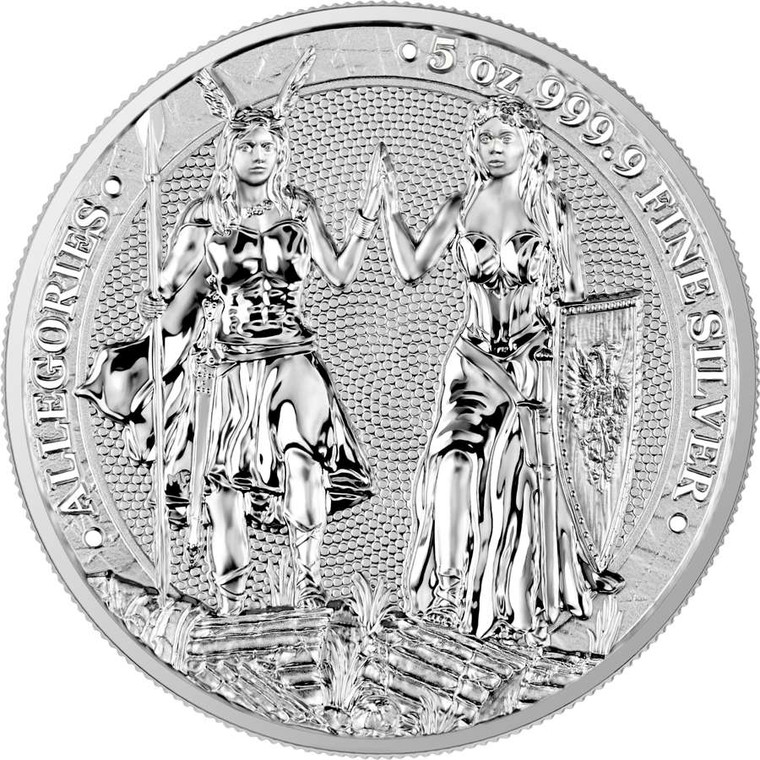 2023 Allegories Galia & Germania 5oz Silver Coin 25 MARK BU in Coin blister