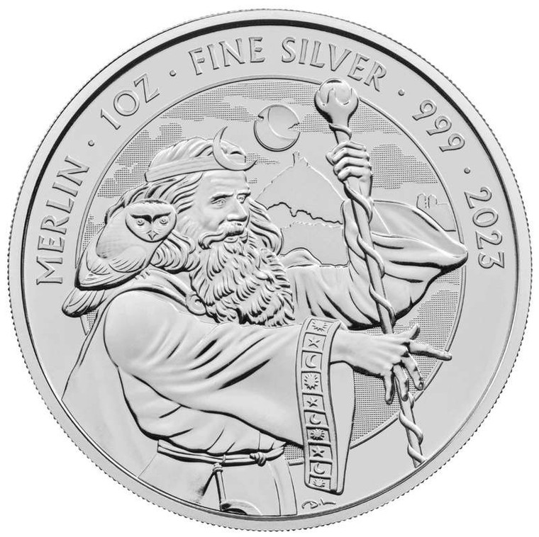 UK 1 oz Silver Coin Myths and Legends - Merlin 2023 BU £5