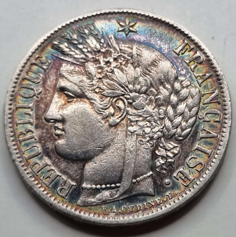 France Republique Silver 5 Francs coin 1851