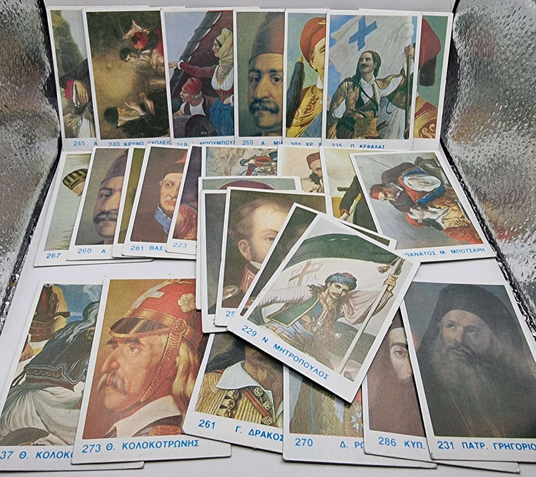 CYPRUS VINTAGE TRADING CARDS 1980 'S HEROS OF GREECE REVOLUTION 1821 LOT OF 30 in packages