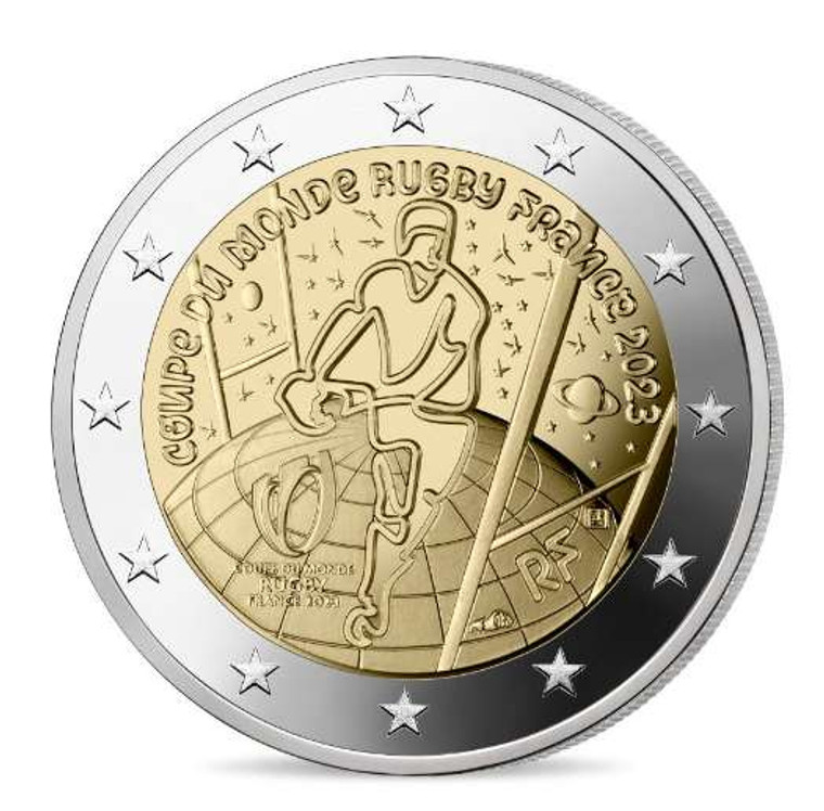 FRANCE 2023 2 Euro Commemorative COIN Rugby World Cup BU