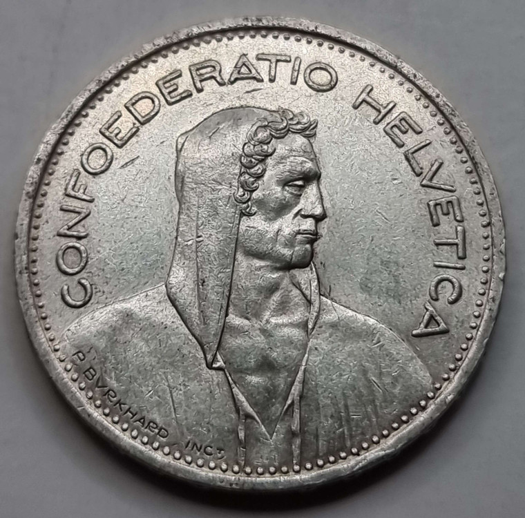 Switzerland 5 Swiss Francs Silver Coin 1953