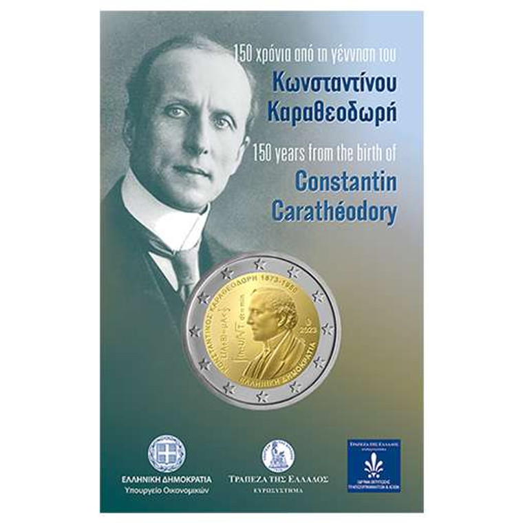 GREECE 2023 KARATHEODORY 2 EURO COIN BU IN COINCARD