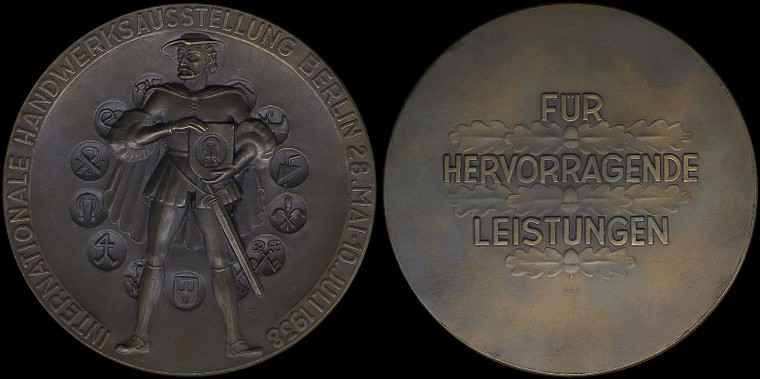 GERMANY LARGE MEDAL 161,4gr Commemorative International Crafts Exhibition in Berlin 1938