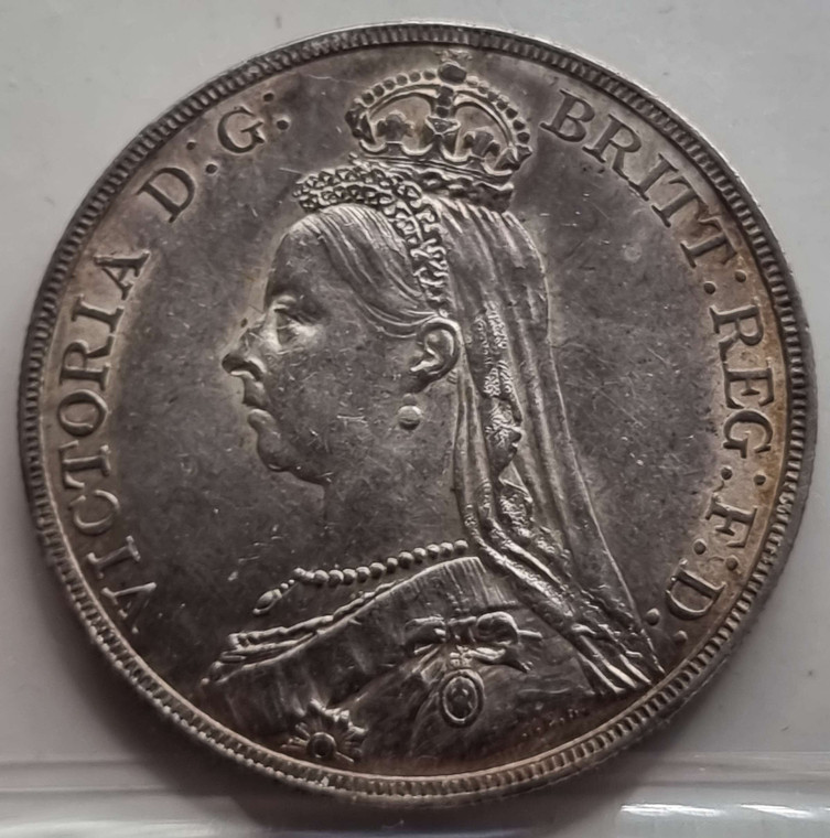 GREAT BRITAIN UK 1890 ONE CROWN SILVER COIN QUEEN VICTORIA