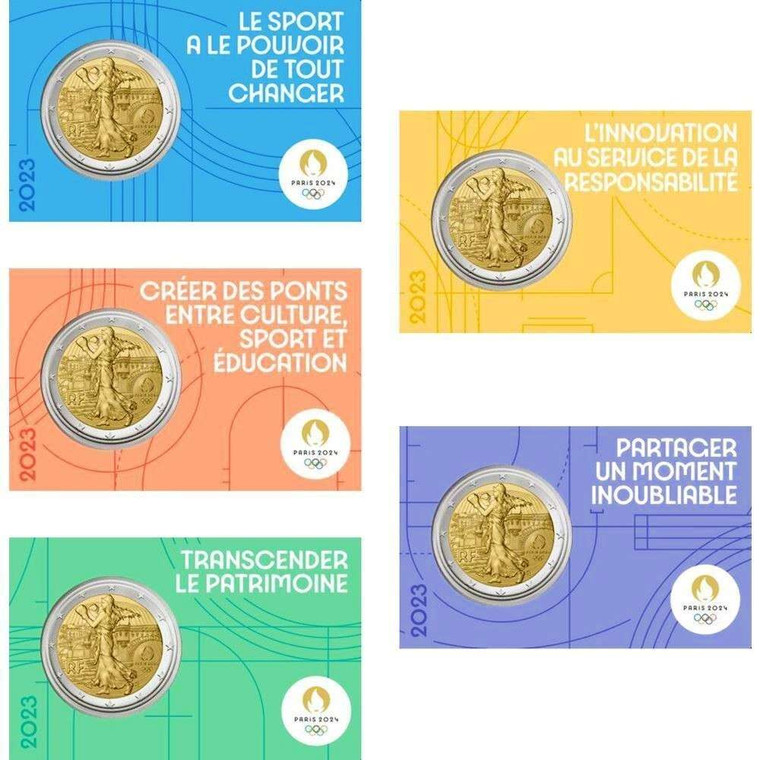 FRANCE 2023 2 Euro Olympic Games Paris 2024 COIN CARD
