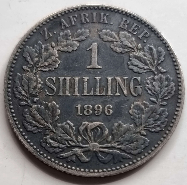 South Africa 1 shilling Kruger 1896 coin with toning