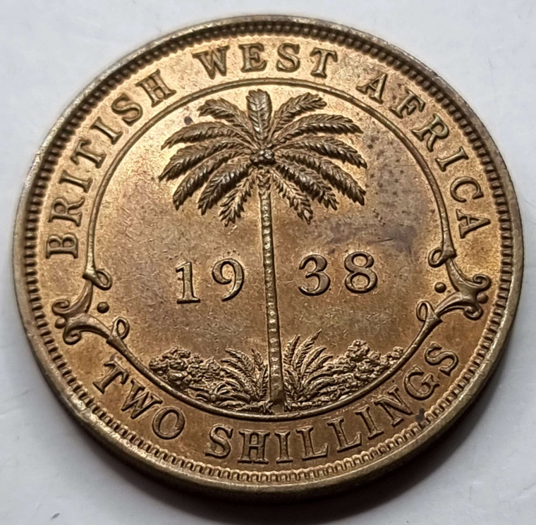 British West Africa 2 Shillings coin 1938 UNC