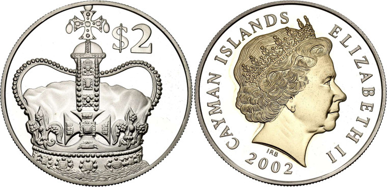 Cayman Islands 2 Dollars 2002 SILVER PROOF COIN