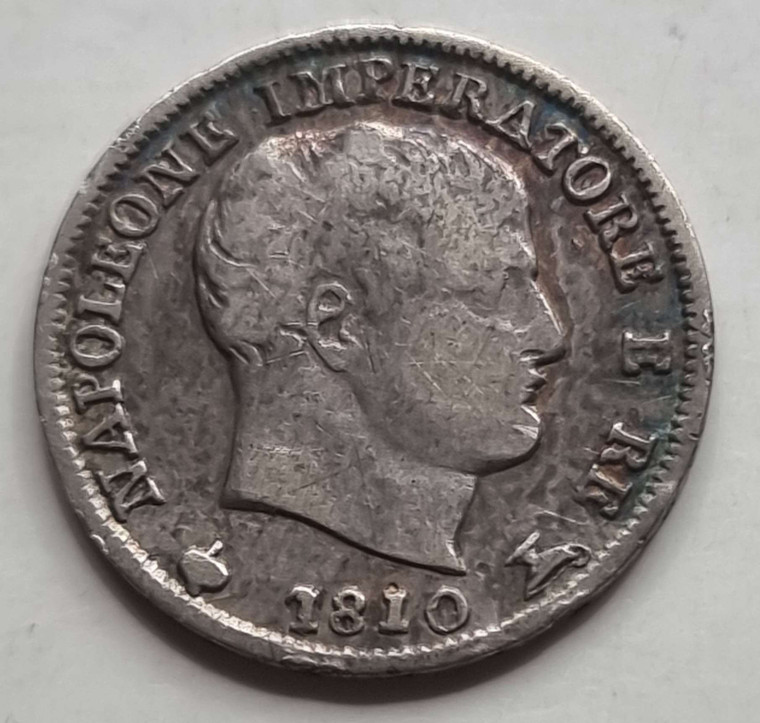 Italy 1810 Silver 5 soldi coin of Napoleon I