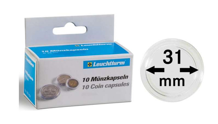 Leuchtturm Coin capsules for coins Ø 31 mm pack of 10
