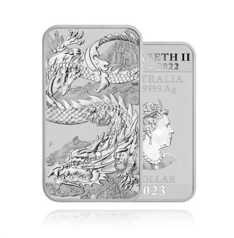 Australia 2023 1 oz .9999 Silver Dragon Coin-Bar in capsule