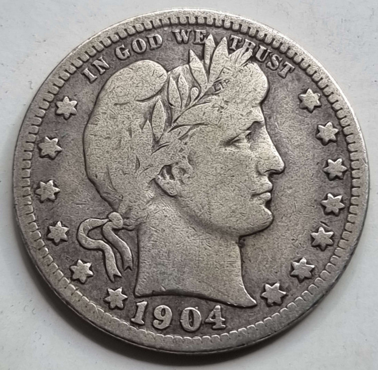 USA Barber Quarter silver coin 1904