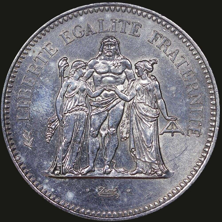 France Republic 50 francs 1974 Large Silver coin