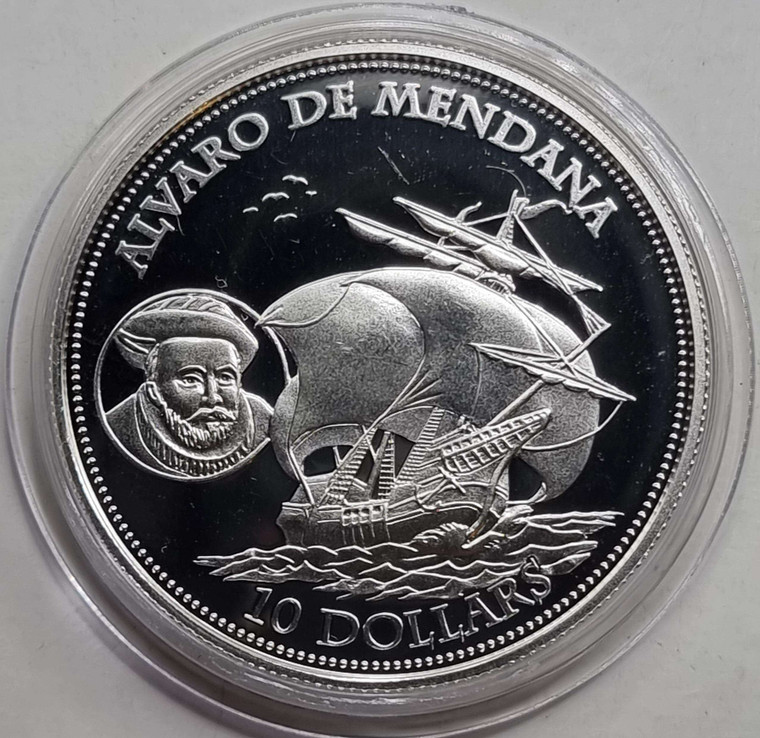 Solomon Islands 10$ Silver Proof coin 2004 Alvaro de Mendana Ship