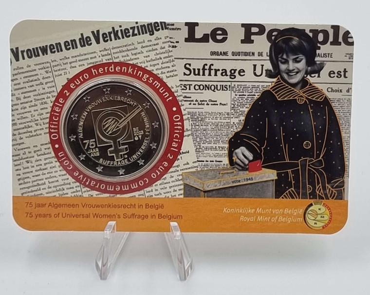 Belgium 2023 2 euro coin card 75 years women's suffrage