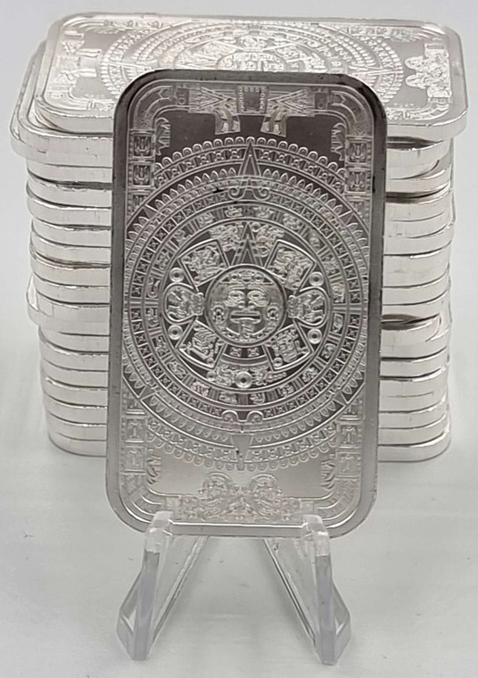 Aztec Calendar Fine Silver 1 oz Bar .999