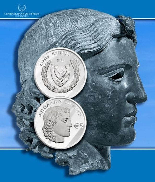 CYPRUS 2023 SILVER PROOF 5 EURO COIN GOD APOLLON HYLATES