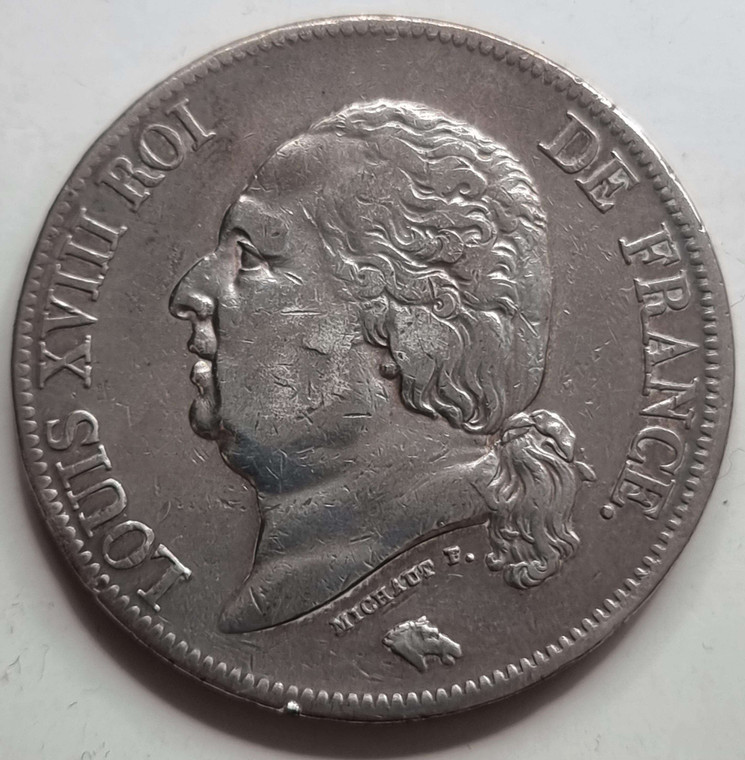 France Louis XVIII Silver 5 Francs coin 1841 A RARE