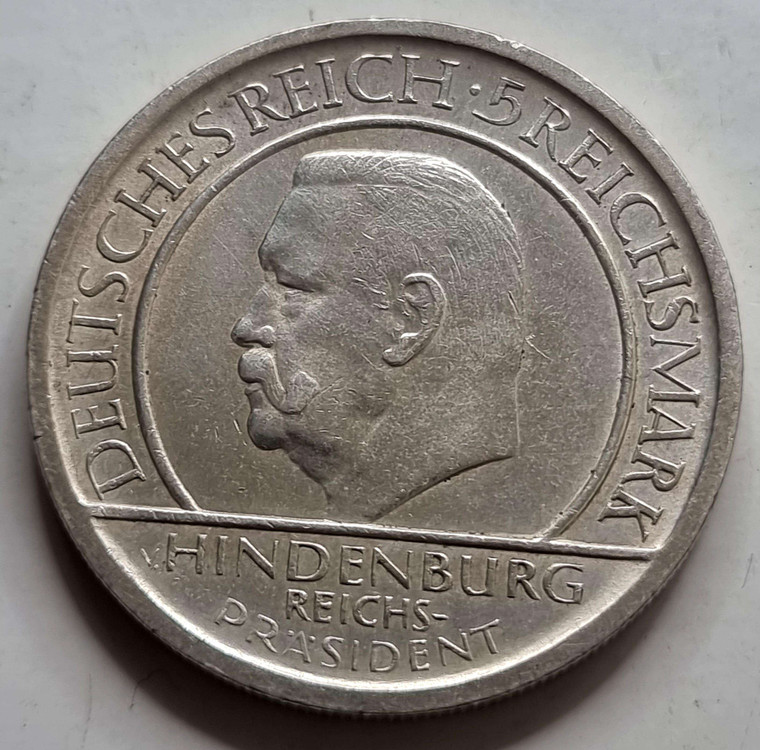 GERMANY 5 Reichsmark silver coin 1929 A HINDENBERG