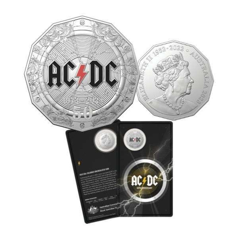 AC/DC 50th Anniversary CUNI Coin 50 Cents Australia 2023