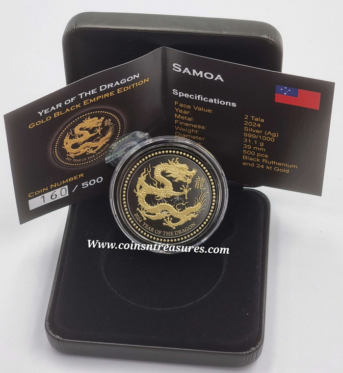 DRAGON Lunar Year 2024 Gold Black Empire Silver Coin