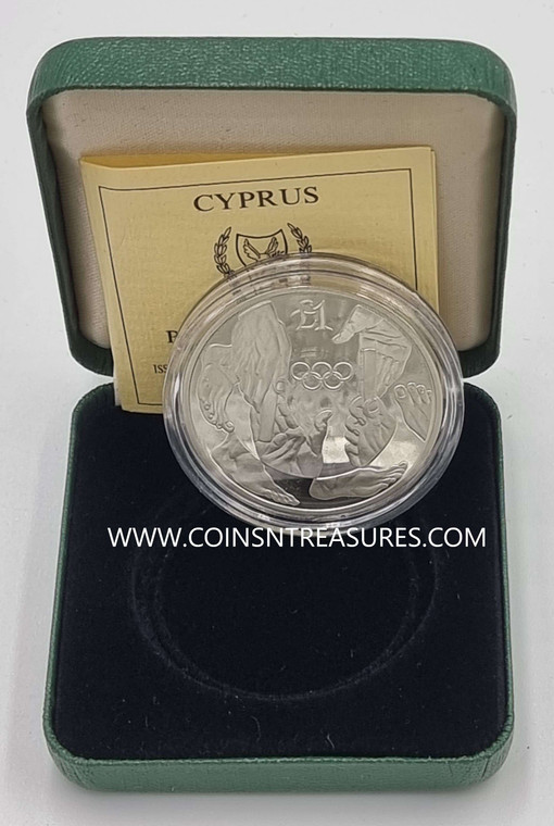 CYPRUS 1992 SILVER PROOF COIN BARCELONA OLYMPICS