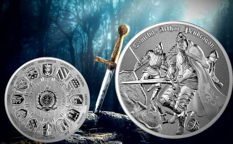 ARTHUR PENDRAGON CAMELOT - 1 oz Bullion Silver Coin $2 Niue 2023