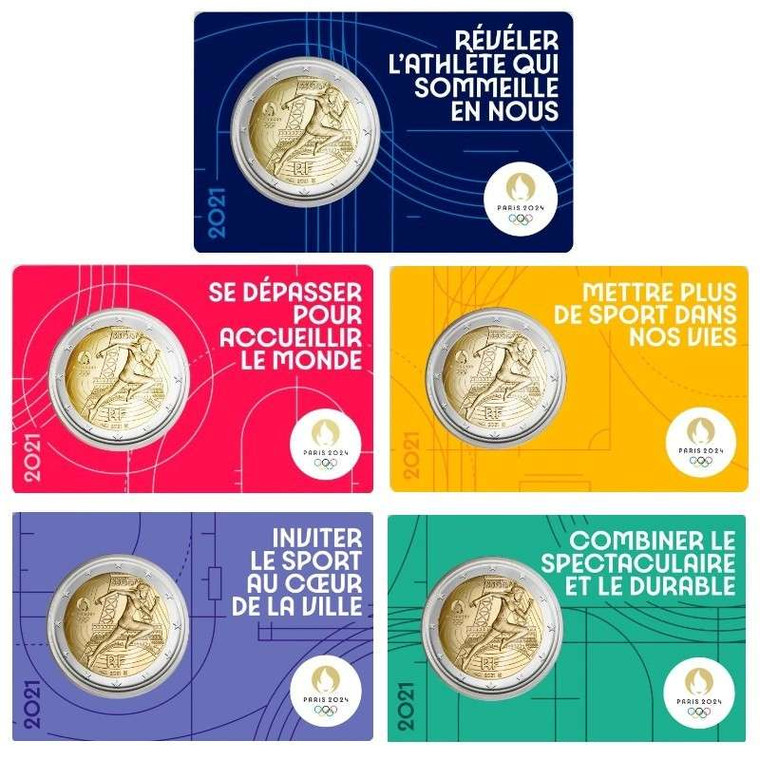 FRANCE 2021 2 Euro Olympic Games Paris 2024 COIN CARD