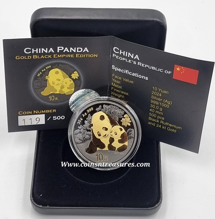 CHINA PANDA 2024 Gold Black Empire Silver Coin
