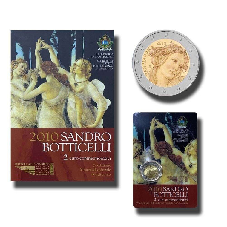 SAN MARINO 2010- 2 EURO COMMEMORATIVE Sandro Botticelli BU in coin card