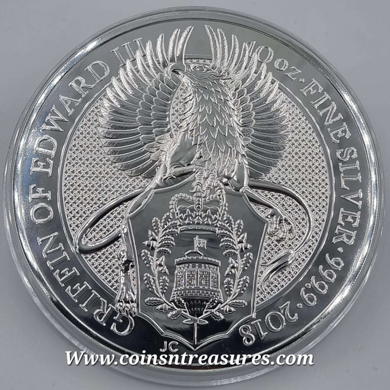 UK Silver Queen's Beasts 2018 The Griffin Silver 10 OZ coin .999