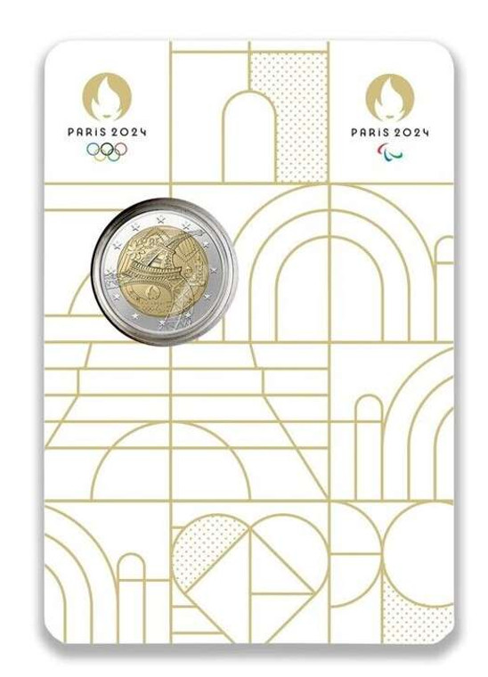 FRANCE 2024 Paris 2 Euro in coin card BU Eiffel Tower