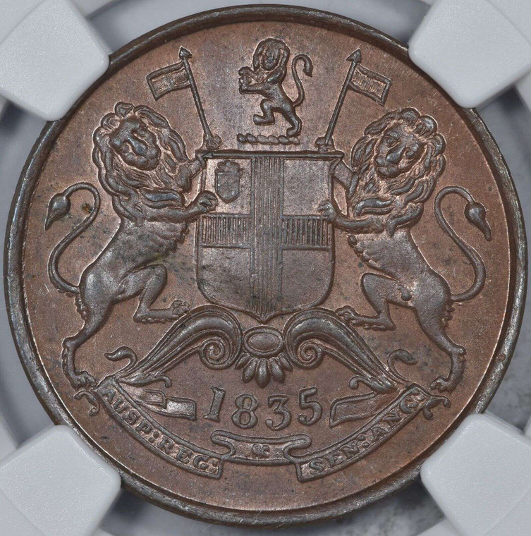 British India 1835 1/2 Anna East India Company NGC MS63