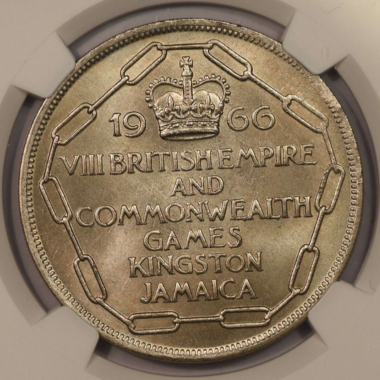 JAMAICA 5 SHILLINGS COIN 1966 GAMES NGC MS66
