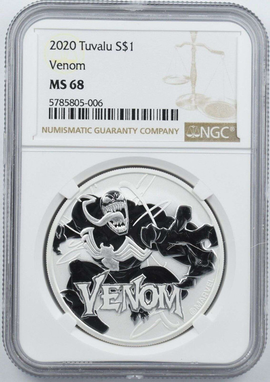 TUVALU MARVEL VENOM 2020 SILVER COIN NGC MS68