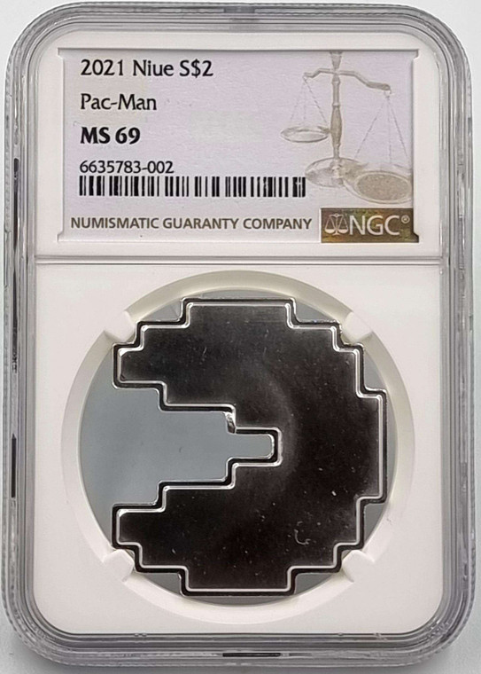 NIUE SILVER 2021 PAC-MAN 1 oz OF SILVER .999 NGC MS69