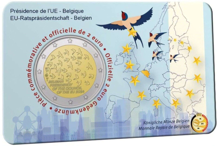 Belgium 2024 EU PRESIDENCY 2 euro coin card