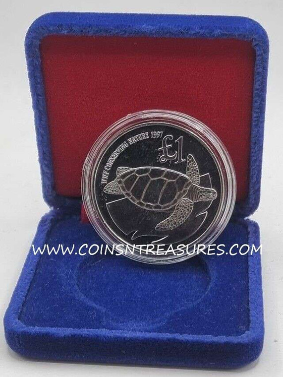 CYPRUS 1997 1 POUND COIN WWF TURTLE CUNI IN BOX