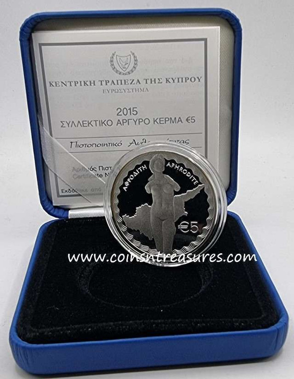 CYPRUS 2015 SILVER PROOF COIN 5 EURO GODDESS APHRODITE