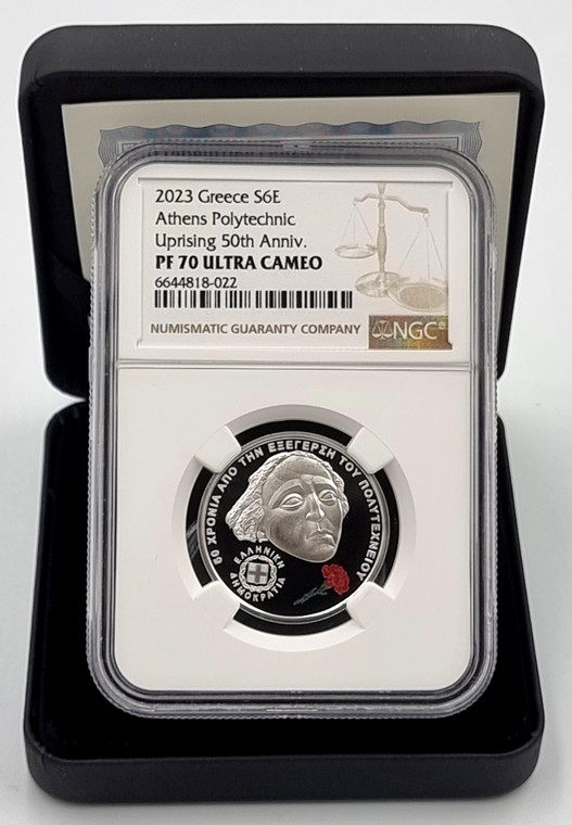 GREECE 2023 6 EURO POLYTECHNIC SILVER PROOF COIN NGC PF70 UCA POP 1