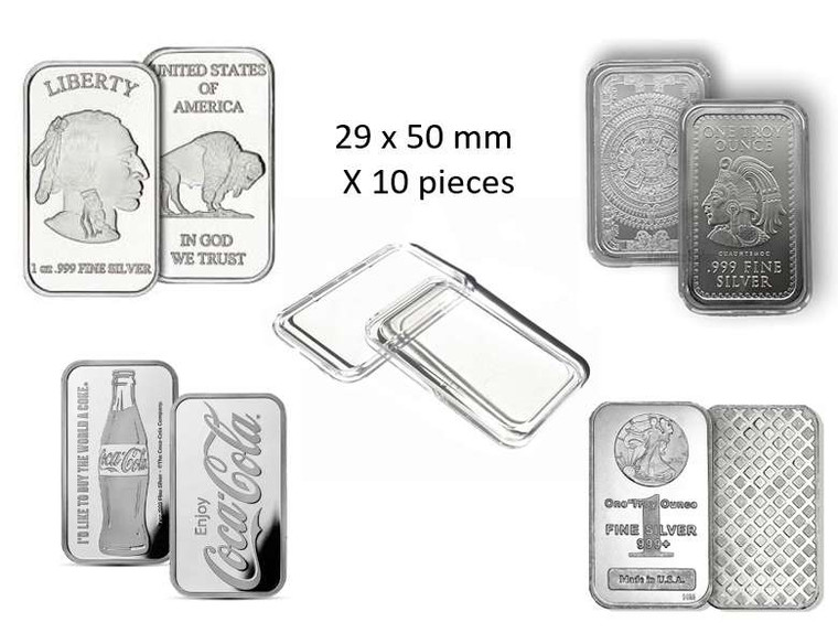 Rectangular Coin Capsules 29 x 50mm for 1 oz buffalo Aztec coca cola silver bars 10 PIECES