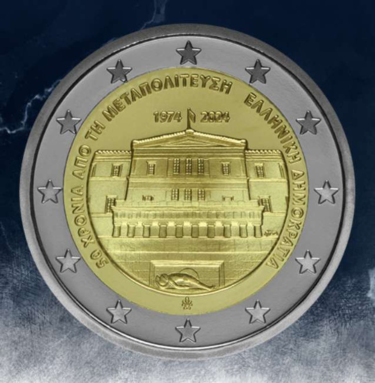 GREECE RESTORATION OF DEMOCRACY BE PROOF 2 euro COIN 2024
