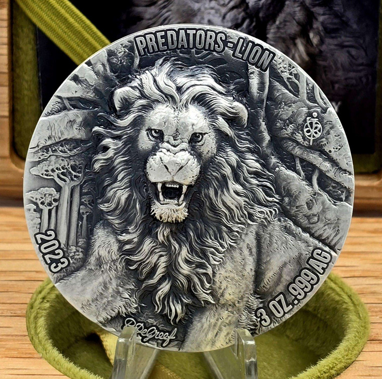 LION Predators 3 Oz Silver Coin 5000 Francs Ivory Coast 2023