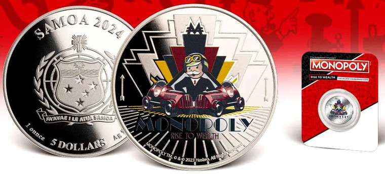 MONOPOLY RISE TO WEALTH 1 Oz Silver Coin Tala Samoa 2024