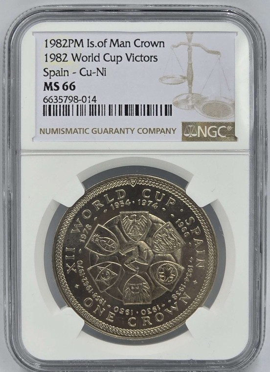 ISLE OF MAN CROWN 1982 SPAIN WORLD CUP NGC MS 66 POP 1