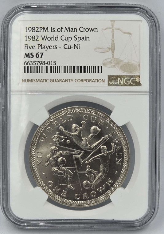 ISLE OF MAN 1982 CROWN SPAIN WORLD CUP NGC MS 67 POP 1