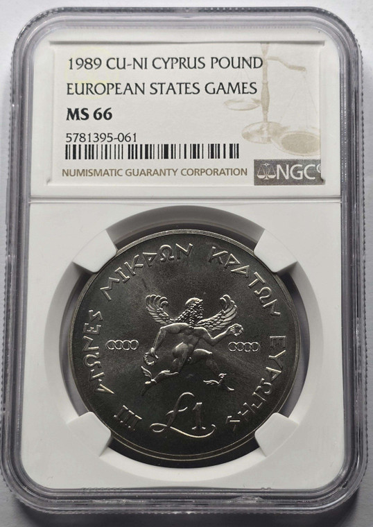 CYPRUS 1989 SMALL STATE GAMES NGC MS66 COIN
