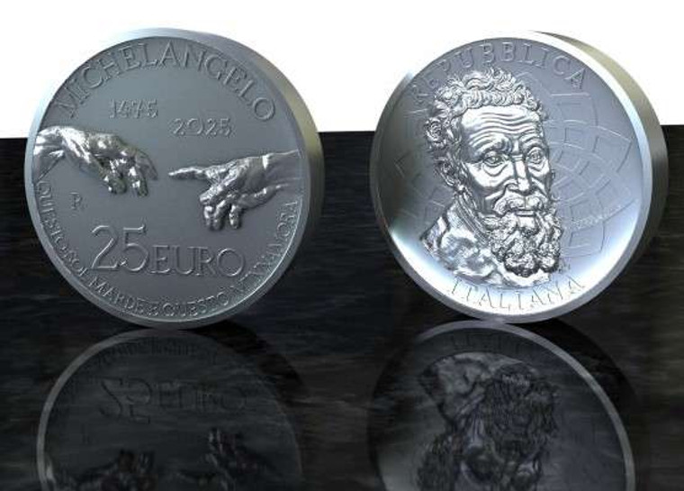 Italy 550th Anniversary Michelangelo silver 1 kg 25 Euro coin 2025